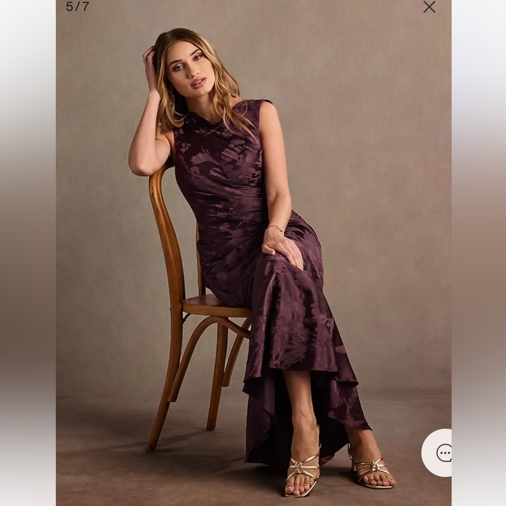 Azazie NWT Size 18 - BELLINI GRAPE JACQUARD SATIN MAXI DRESS
